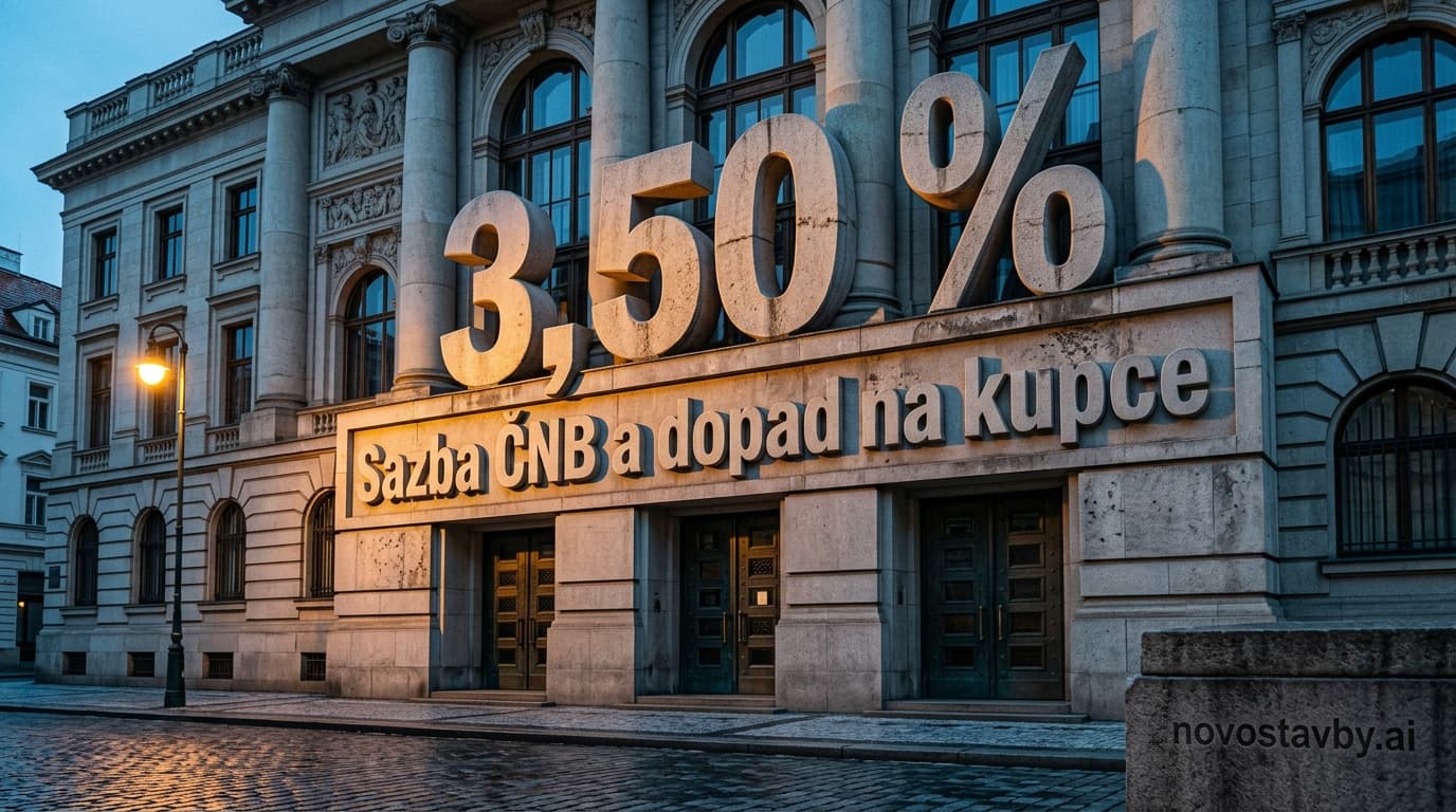 Česká národní banka drží úrokové sazby na 3,50 % – dopad na kupce novostaveb v roce 2026